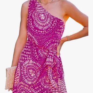 Cupshe Vibrant Pink One-Shoulder Dress